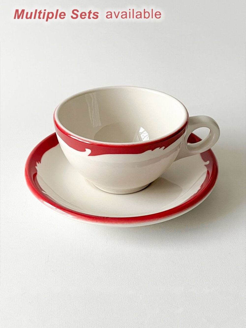 Vintage Syracuse China Peppermint Red Crest Cup And Saucer Set Restaurant Ware